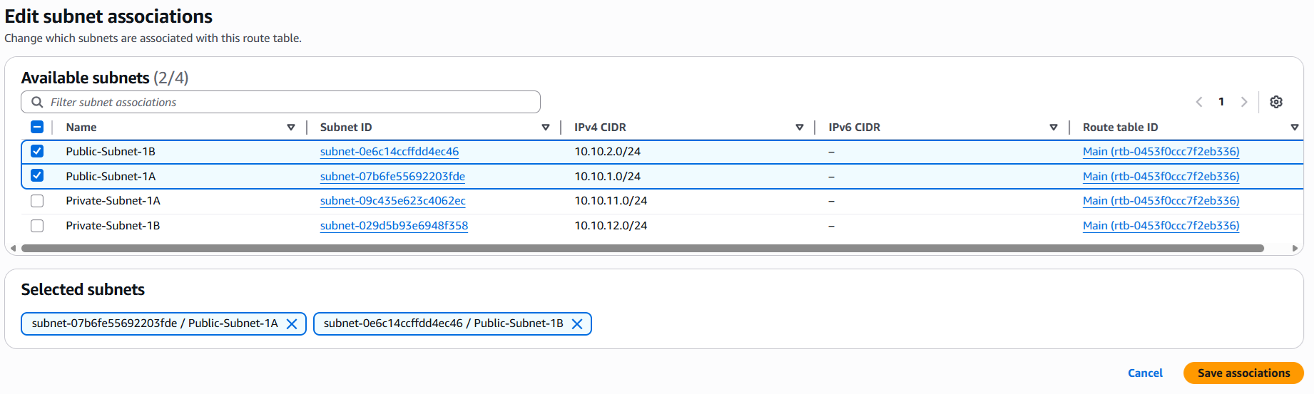 Public Subnet association
