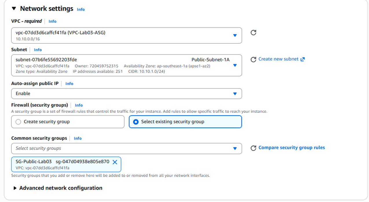 Network settings public EC2