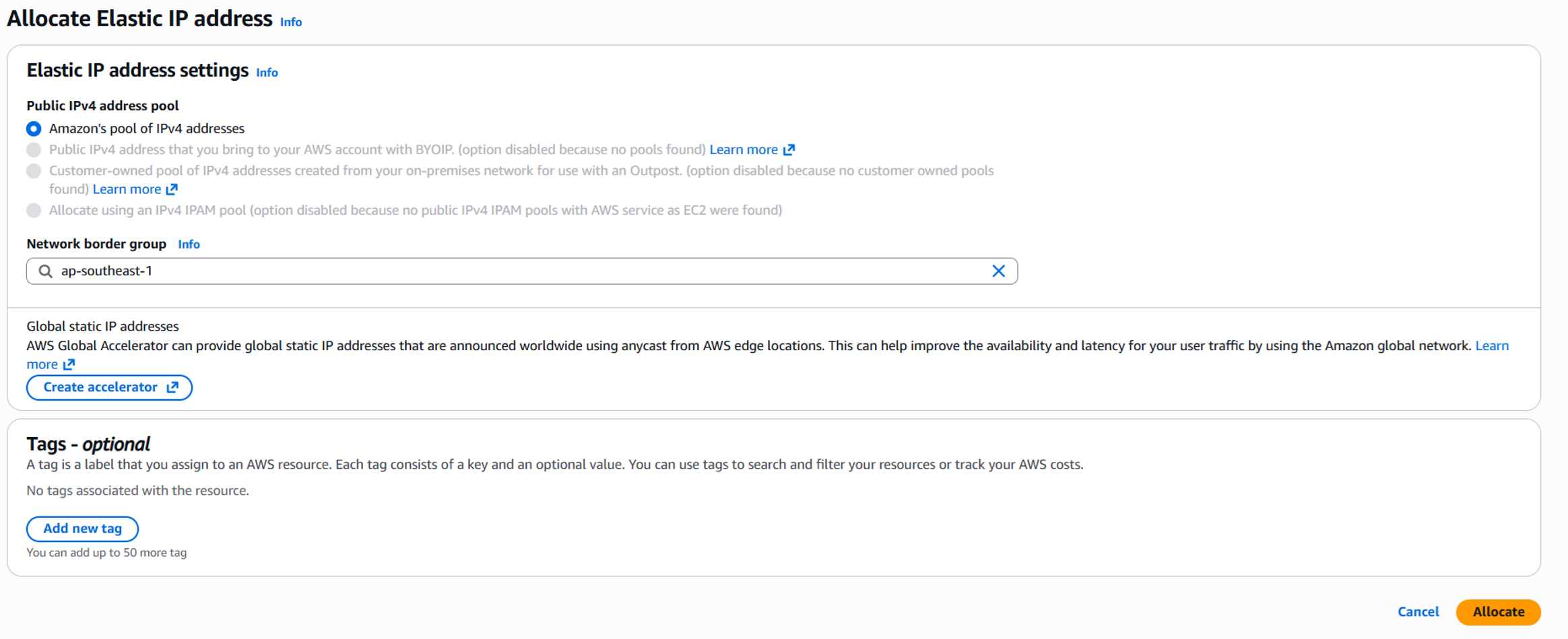 Allocate Elastic IP