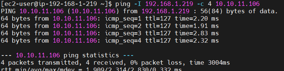 Ping OnPrem to EC2